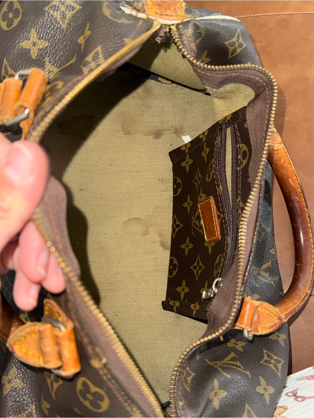 Louis Vuitton Monogram Canvas Satchel with Tan Leather Trim - Picture 5 of 5